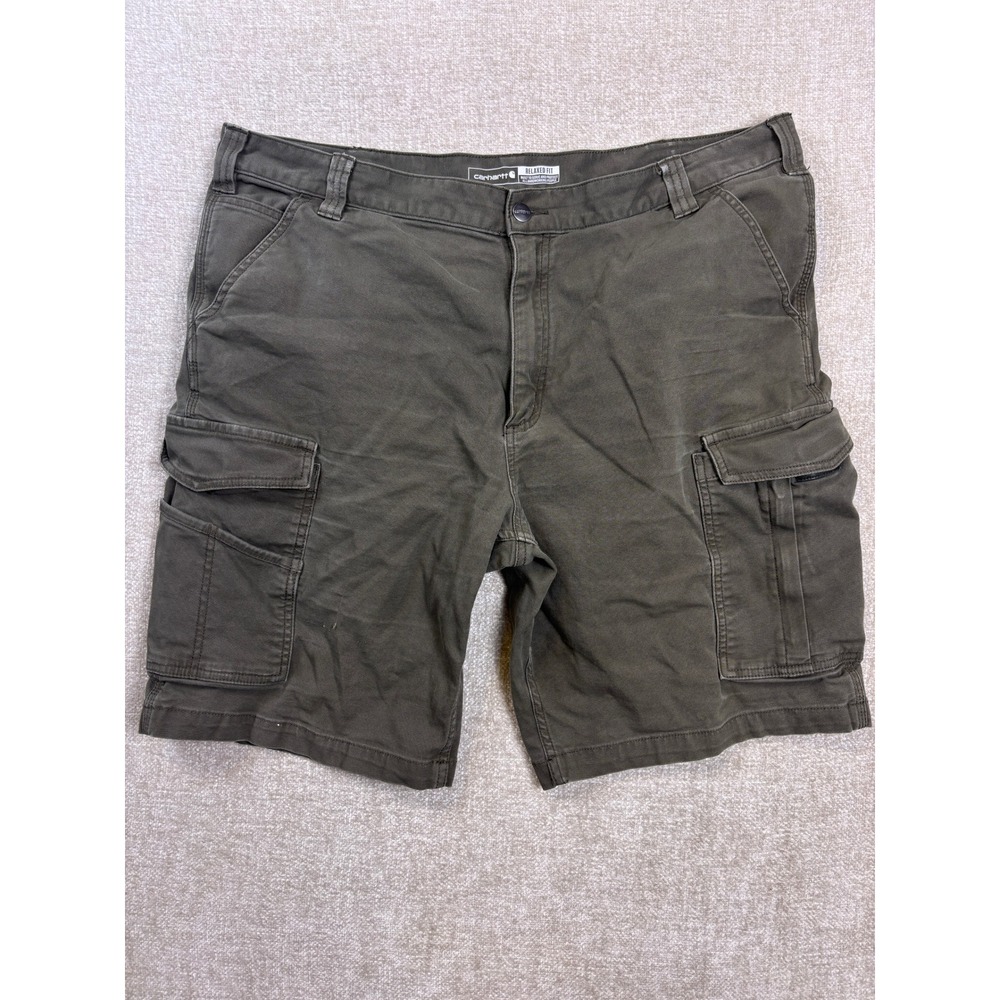 Carhartt Mens Rugged Flex Relaxed Fit Canvas Cargo Work Shorts Green BS3542-M 42